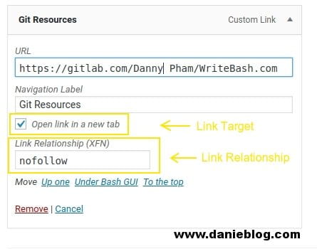 How to add rel nofollow to WordPress menu