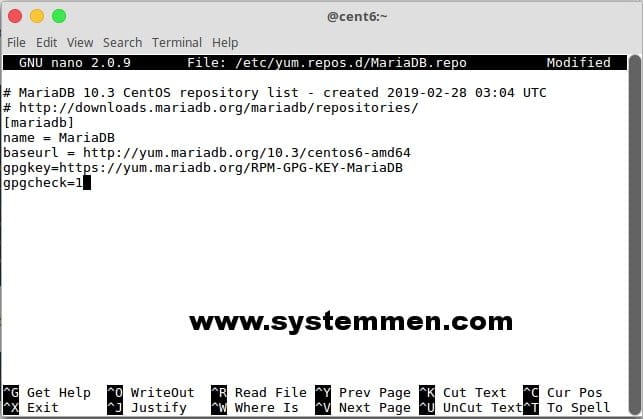 how to install MariaDB 10.3 in CentOS 6
