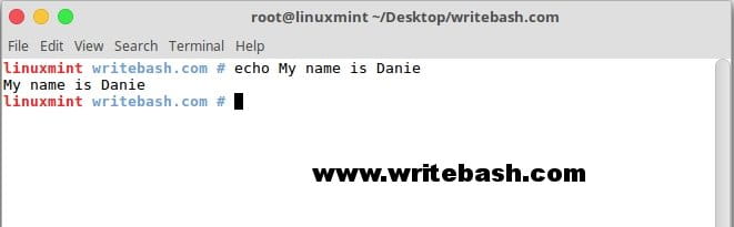 use echo command with simple text