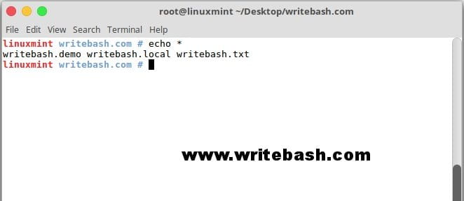 use "echo" command with * character to demo expansion