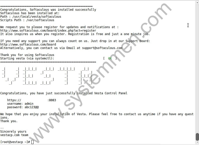 How to install VestaCP in CentOS 7 finish installing vestacp