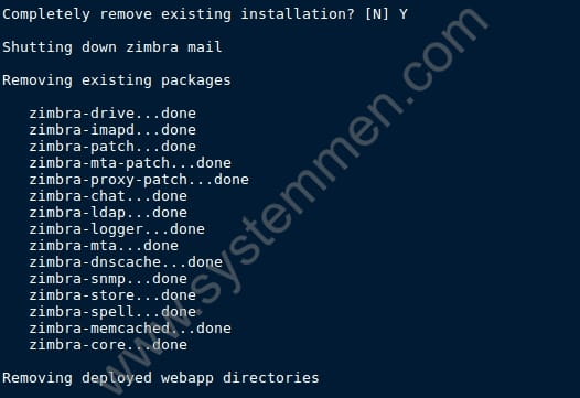 uninstall zimbra mail server