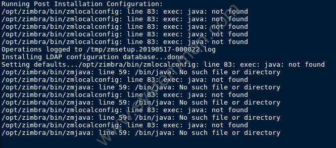 Zimbra zmlocalconfig: line 83: exec: java: not found zimbra zmlocalconfig: line 83: exec: java: not found