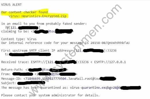notification Our content checker found virus: Heuristics.Encrypted.Zip