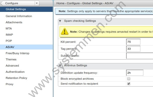 uncheck "Block encrypted archives" in Zimbra