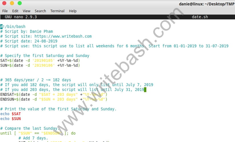 Simple script to list all weekends for 6 months script to list all weekends for 6 months