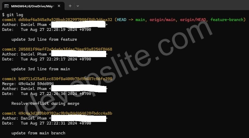 Git history with git log Git history with git log